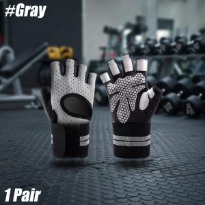 Half Finger Gym Gloves with Wrist Wrap Support - Image 1