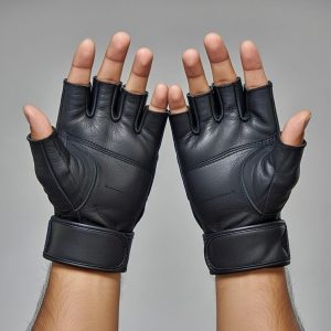 Premium Leather Gym Gloves with Wrist Wrap Support - Image 2